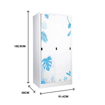 ตู้เสื้อผ้าเหล็กบานเลื่อน KIOSK SDX-18/BA 91.4 ซม. สีครีม_3