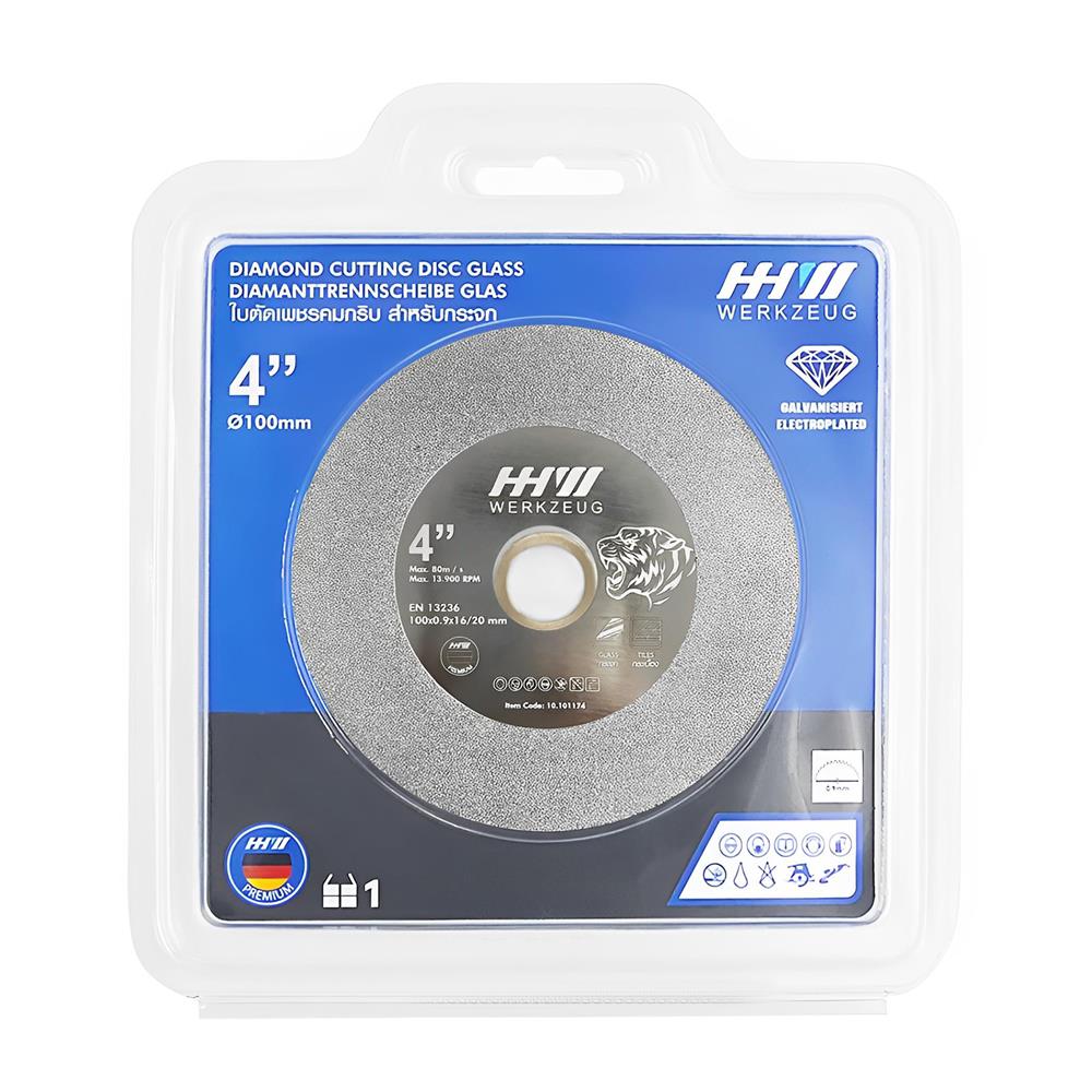 ใบตัดเพชร 4" HHW สีเทา ตัดกระจก-กระเบื้อง