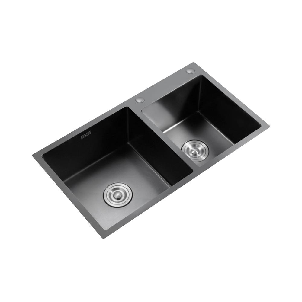 ซิงค์ฝังสแควร์ 2 หลุมTHAI FORWARD FH7843 สเตนเลส เทาดำ