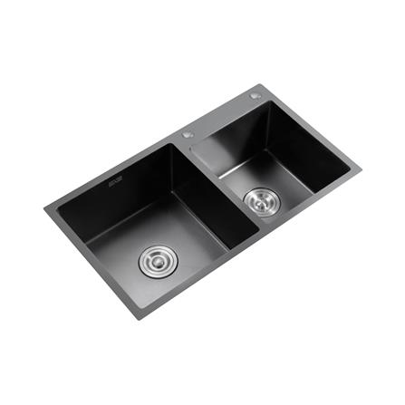 ซิงค์ฝังสแควร์ 2 หลุมTHAI FORWARD FH7843 สเตนเลส เทาดำ_2