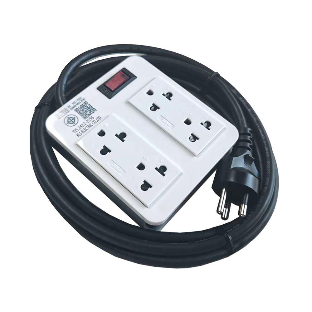 บล็อกรางปลั๊กไฟ 4 ช่อง 1 สวิตซ์ พร้อมสายไฟ 3 เมตร UNIC B4-1 3500 วัตต์ 16A