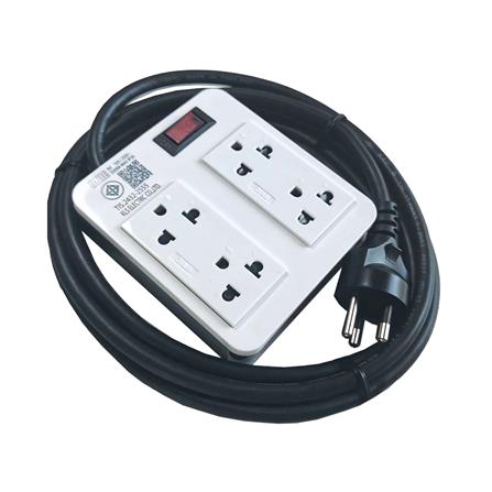 บล็อกรางปลั๊กไฟ 4 ช่อง 1 สวิตซ์ พร้อมสายไฟ 3 เมตร UNIC B4-1 3500 วัตต์ 16A_1