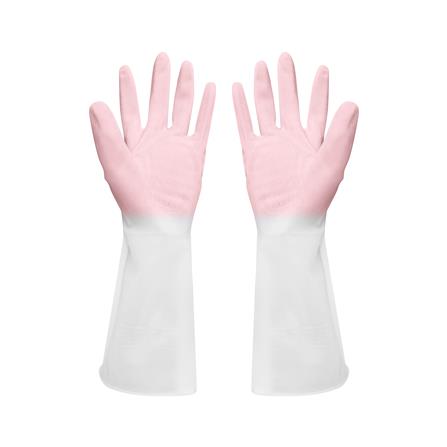 ถุงมืออเนกประสงค์ PVC POLY-BRITE 2TONE SIZE M สีขาว/ชมพู_1