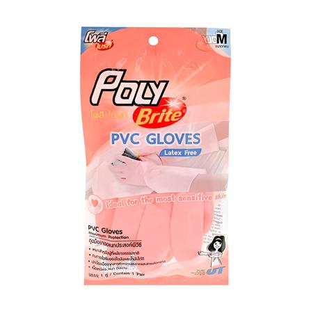 ถุงมืออเนกประสงค์ PVC POLY-BRITE 2TONE SIZE M สีขาว/ชมพู_2