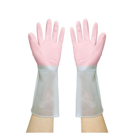 ถุงมืออเนกประสงค์ PVC POLY-BRITE 2TONE SIZE M สีขาว/ชมพู_3