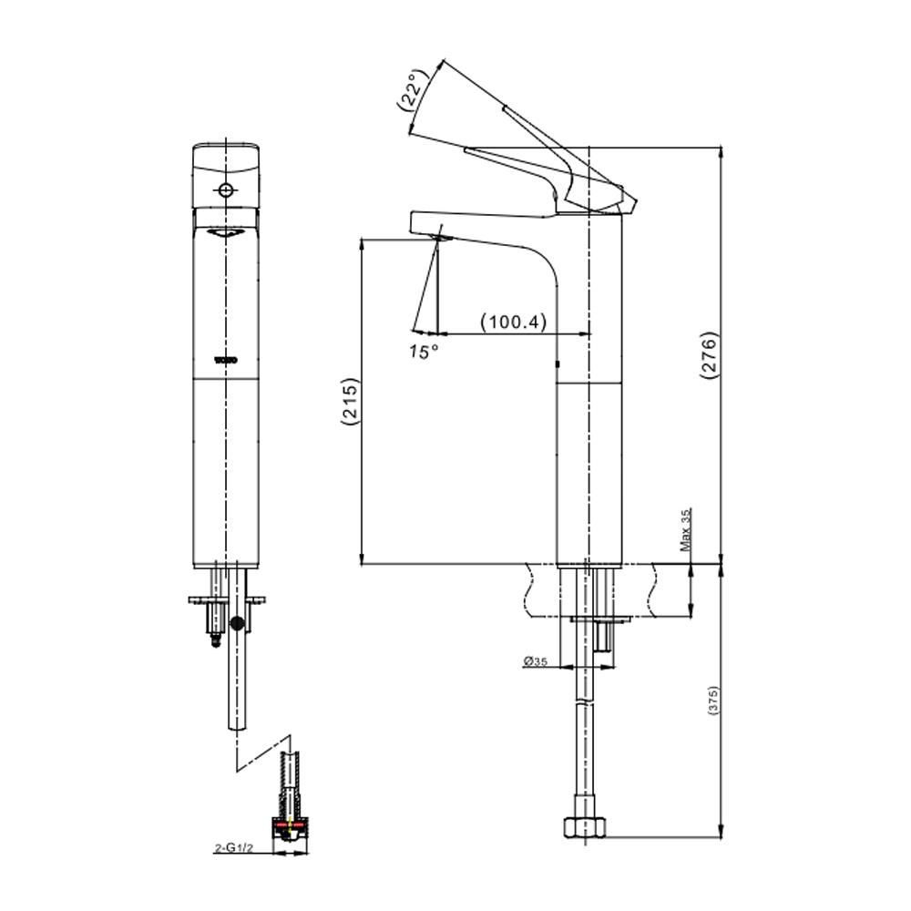 ก๊อกอ่างล้างหน้า TOTO TTLR104FVKR สีโครม