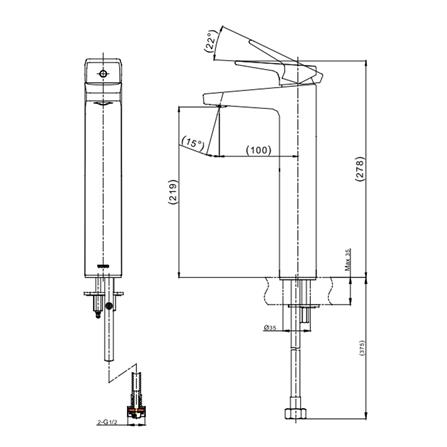 ก๊อกอ่างล้างหน้า TOTO TTLR105FVKR สีโครม_1