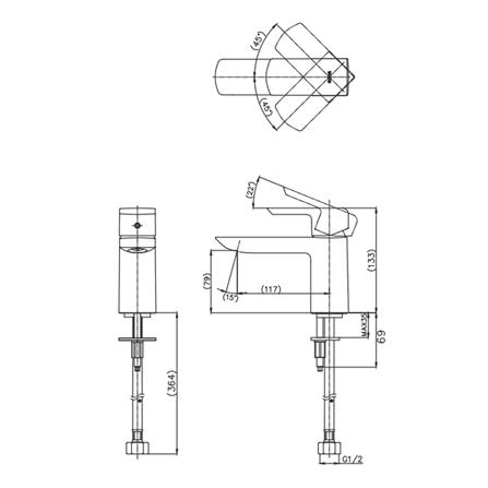 ก๊อกอ่างล้างหน้า TOTO TLG02103T สีโครม_1