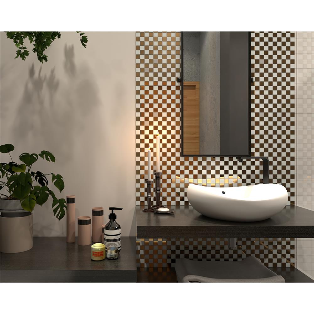 โมเสคแก้ว 30x30 ซม. GLASCERA แชคเกอร์ ไวท์ สีขาวทอง