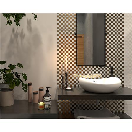 โมเสคแก้ว 30x30 ซม. GLASCERA แชคเกอร์ ไวท์ สีขาวทอง_4