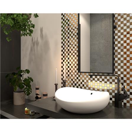 โมเสคแก้ว 30x30 ซม. GLASCERA แชคเกอร์ ไวท์ สีขาวทอง_5