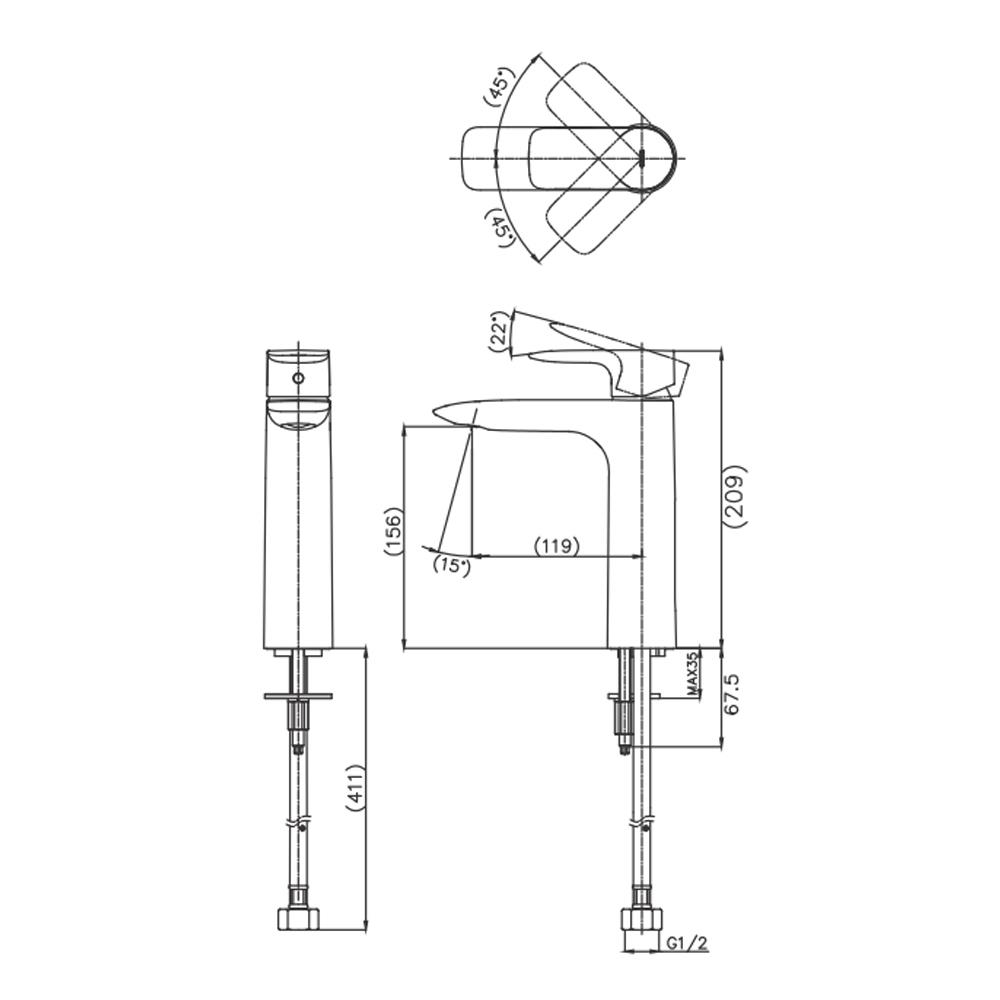 ก๊อกอ่างล้างหน้า TOTO TLG04106T สีโครม