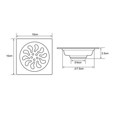 ตะแกรงกันกลิ่นเหลี่ยม BEN BN DR-5566 หน้าแปลน 4 นิ้ว_5