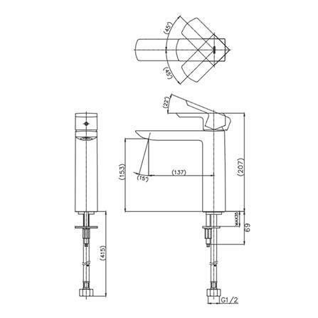 ก๊อกอ่างล้างหน้า TOTO TLG02106T สีโครม_1