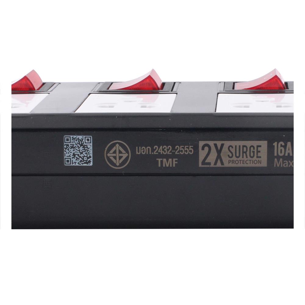 รางปลั๊กไฟ 5 ช่อง 5 สวิตซ์ TOSHINO TIS515 3 ม. สีดำ