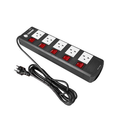 รางปลั๊กไฟ 5 ช่อง 5 สวิตซ์ TOSHINO TIS515 3 ม. สีดำ_1