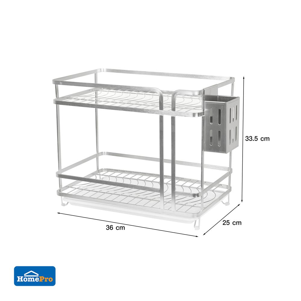 ชั้นคว่ำจานสเตนเลสติดผนัง 2 ชั้น 40 ซม. KECH HEFTY
