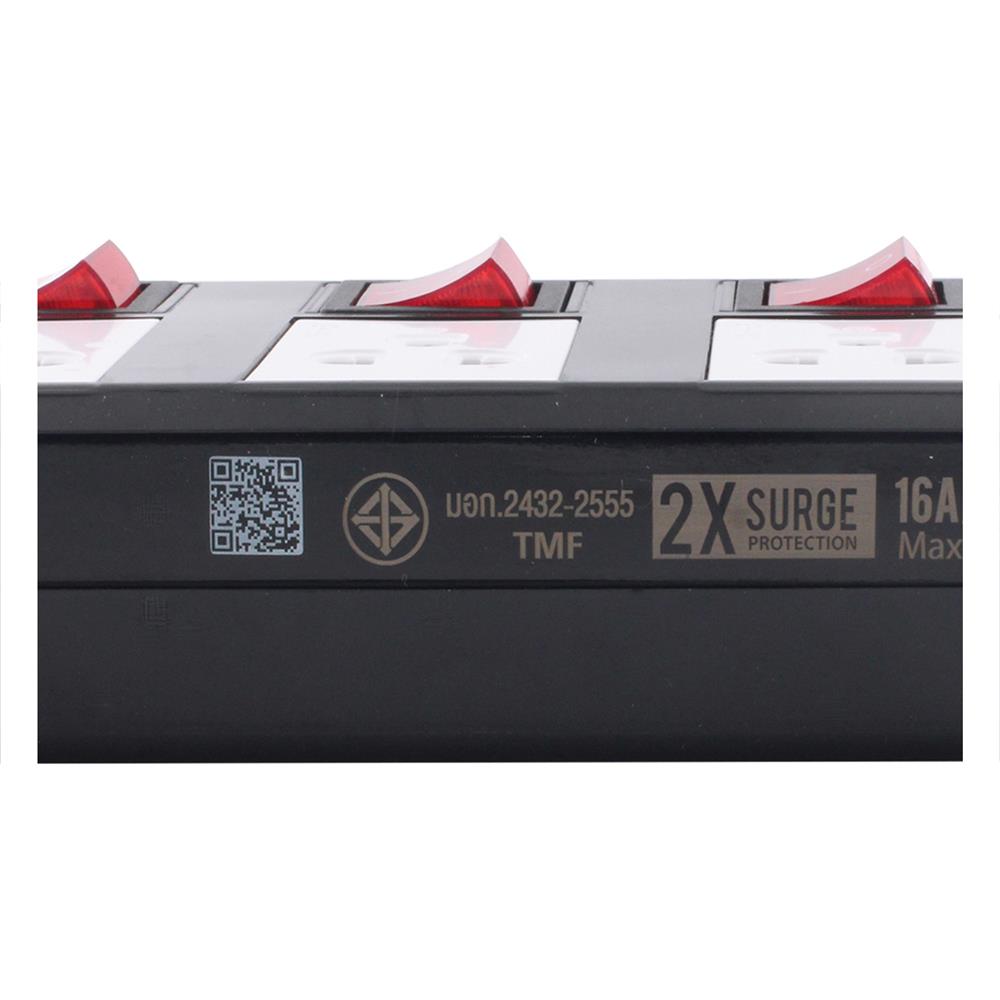 รางปลั๊กไฟ 5 ช่อง 5 สวิตซ์ 2 USB TOSHINO TIS515USB 3 ม. สีดำ