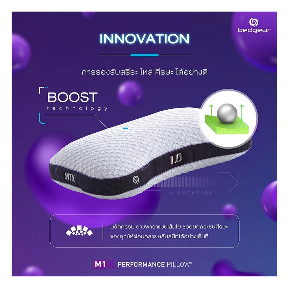 หมอนสุขภาพ ยางพารา BEDGEAR M1X 1.0 17x24 นิ้ว สีขาว