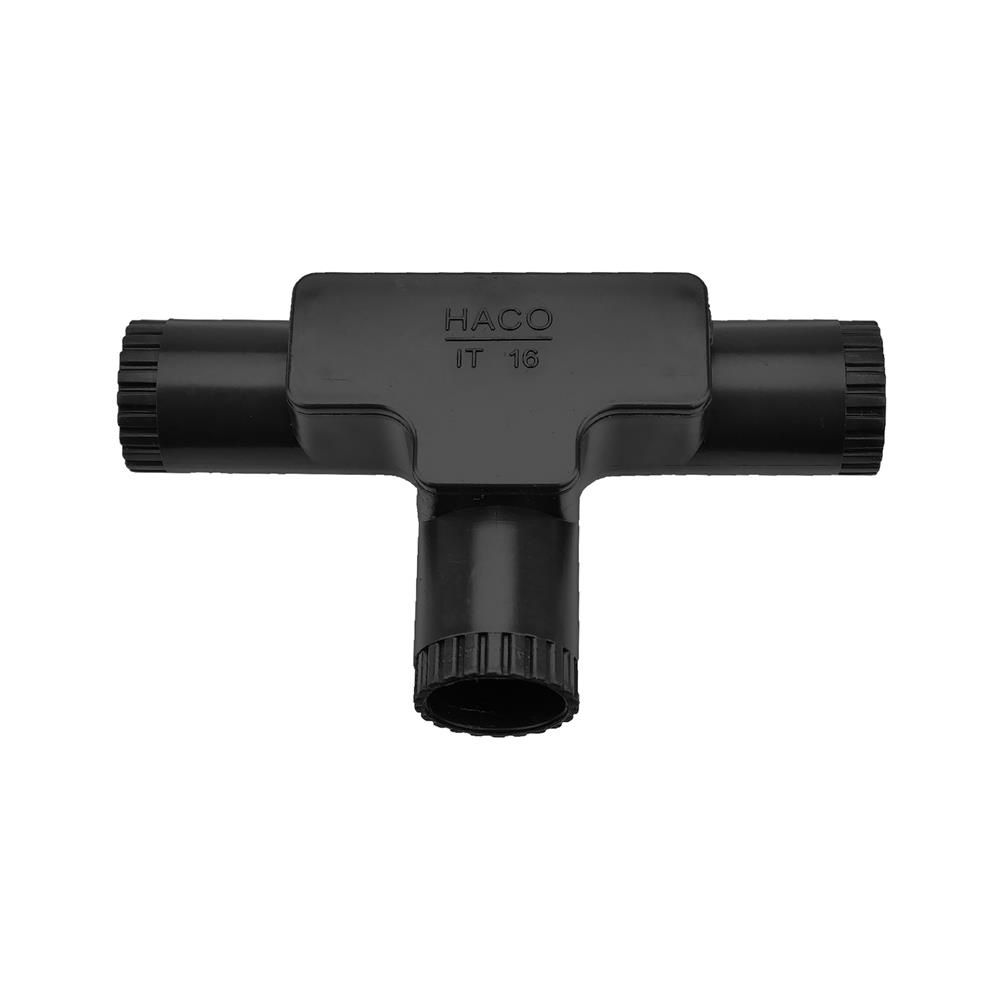 ข้อต่อฝาเปิด 3 ทาง HACO 16 มม. สีดำ