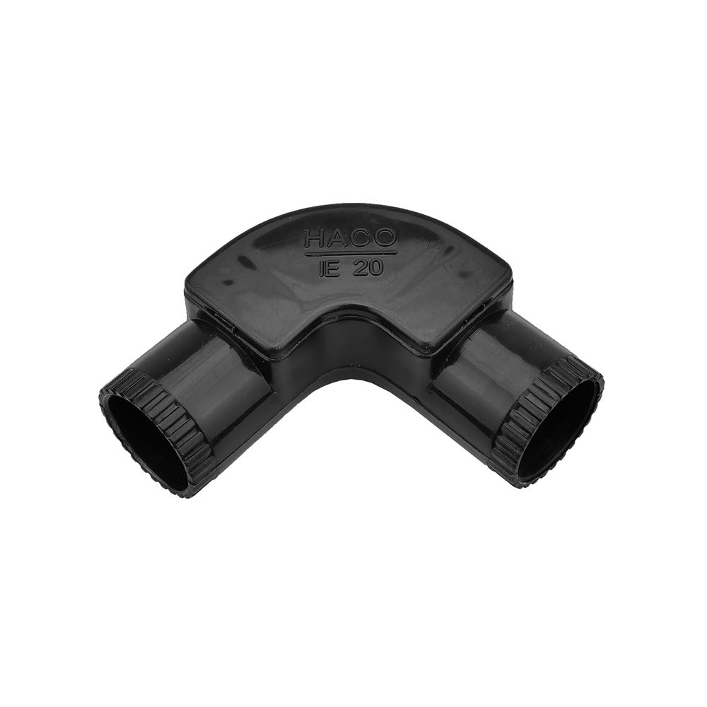 ข้อต่อโค้ง 90 องศา ฝาเปิด HACO IE20 20 มม.สีดำ