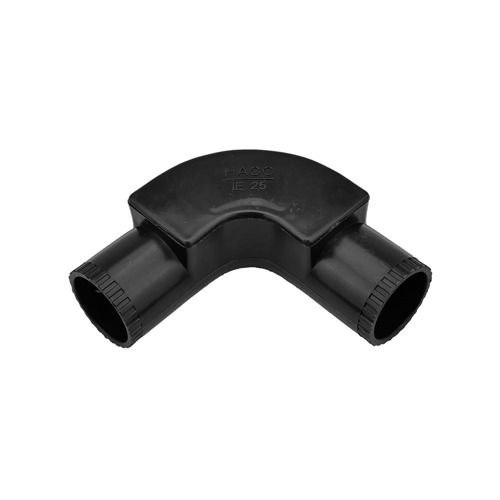 ข้อต่อโค้ง 90 องศา ฝาเปิด HACO IE25 25 มม. สีดำ
