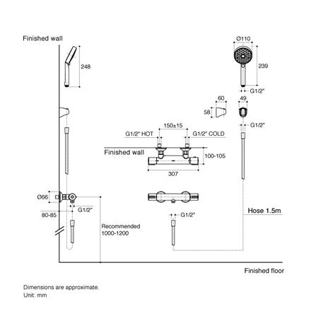 ก๊อกผสมยืนอาบ KOHLER K-33083T-9-CP_2