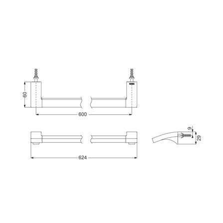 ราวแขวนผ้า TOTO YT903S6 สีโครม_1