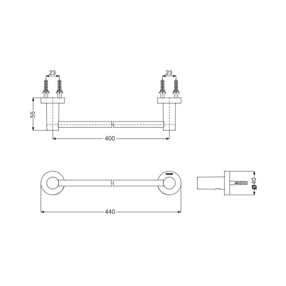 ราวแขวนผ้า TOTO YT406S4R สีโครม