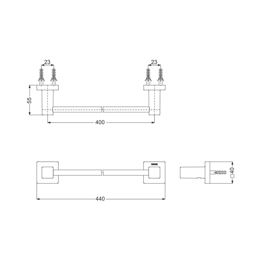 ราวแขวนผ้า TOTO YT408S4R สีโครม