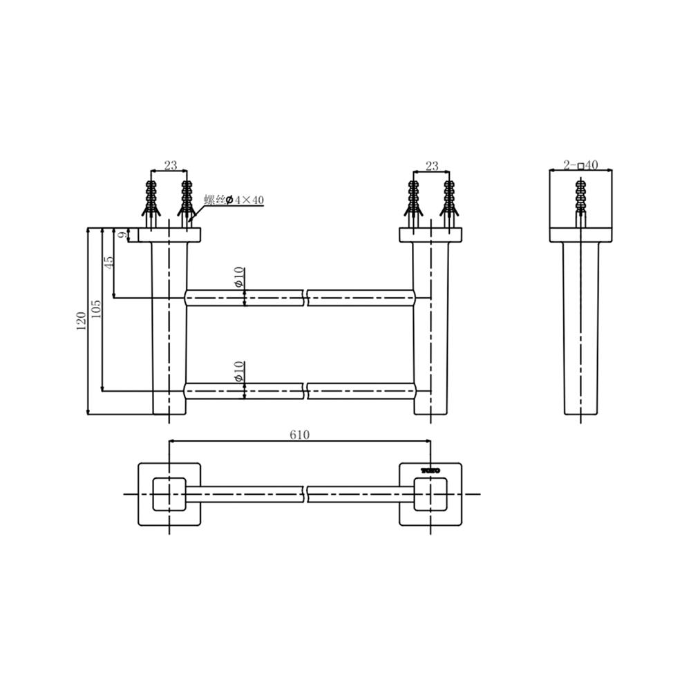 ราวแขวนผ้า TOTO YT408W6C สีโครม