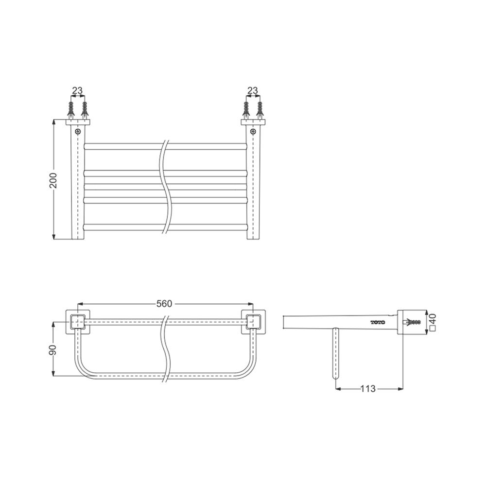 ราวแขวนผ้า TOTO YTS408B สีโครม