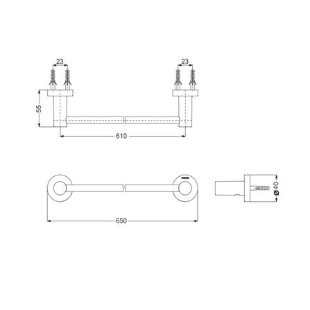 ราวแขวนผ้า TOTO YT406S6R สีโครม_1