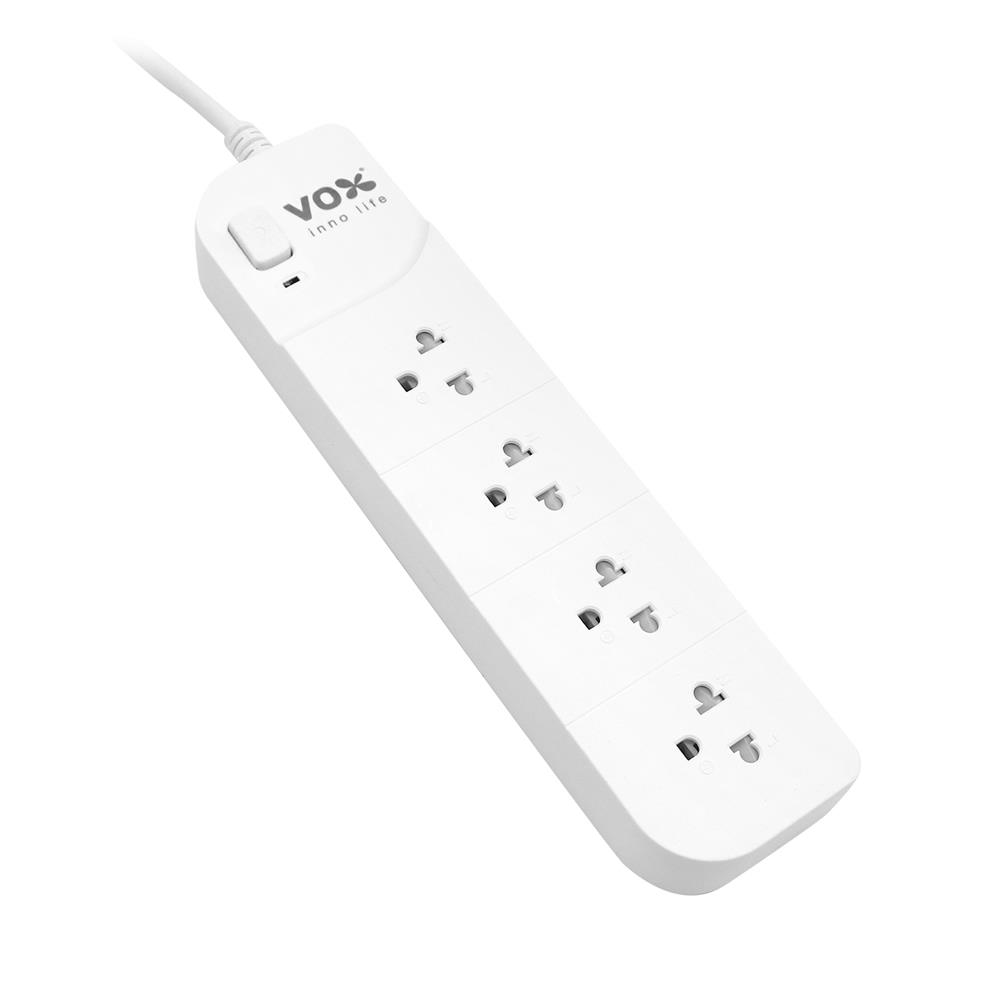 รางปลั๊กไฟ 4 ช่อง 1 สวิตซ์ VOX P-140 3 เมตร สีขาว