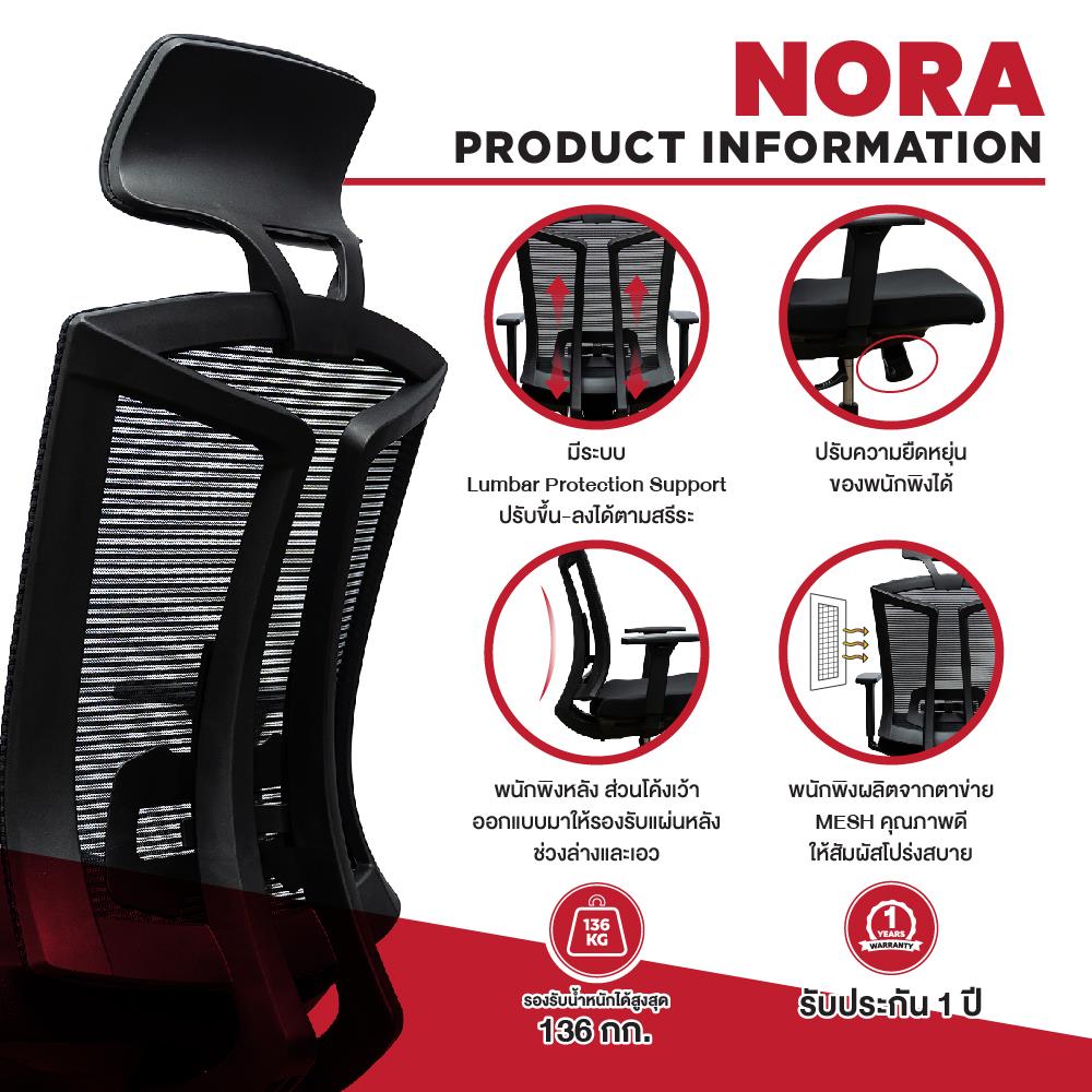 เก้าอี้สำนักงาน OFFICEINTREND NORA สีดำ