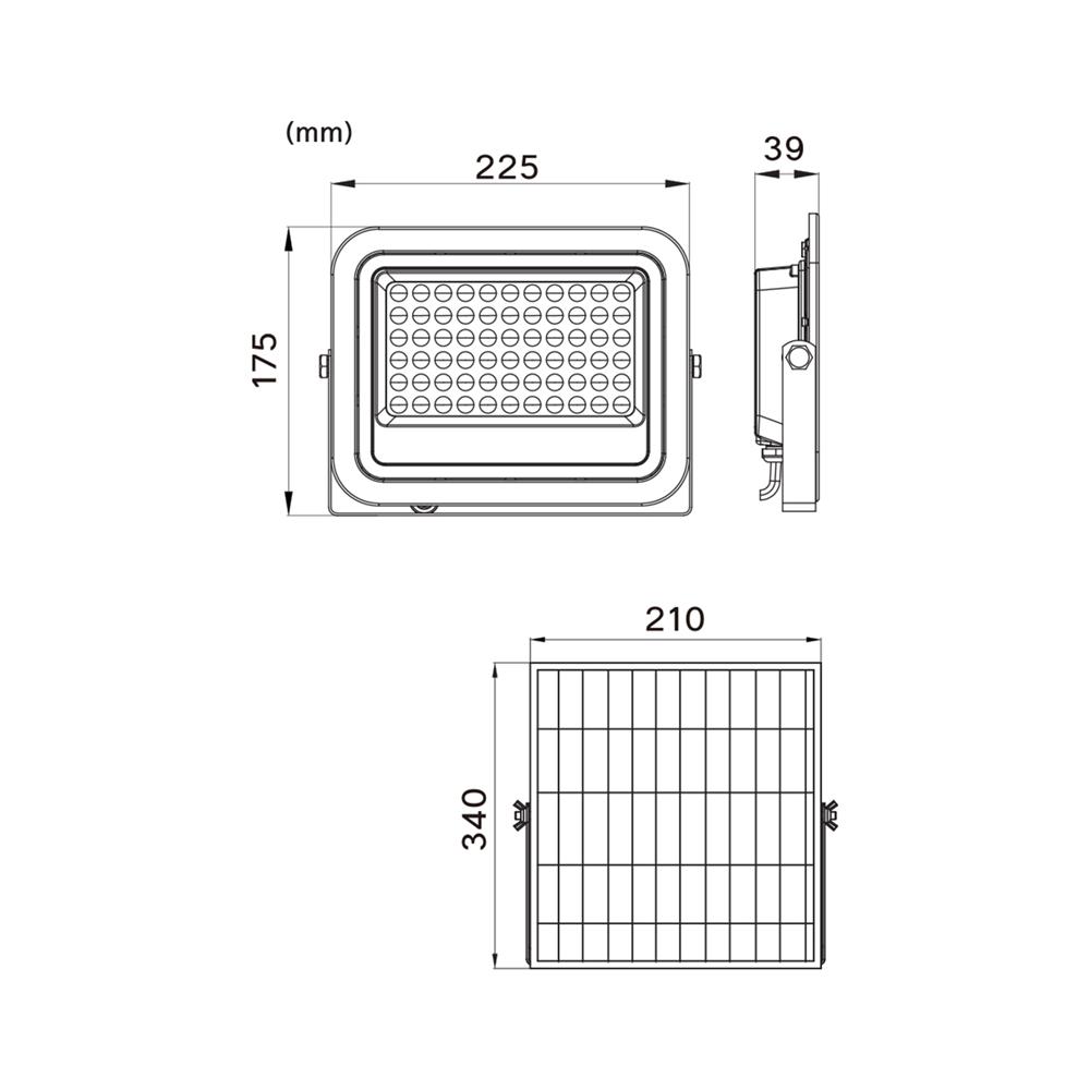 สปอตไลท์ SOLAR SHINING S-FD100656-3SL 100 วัตต์ DAYLIGHT สีดำ