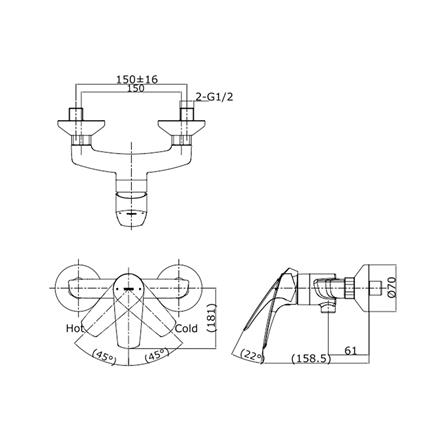 ก๊อกผสมยืนอาบ TOTO TTMC302K_1