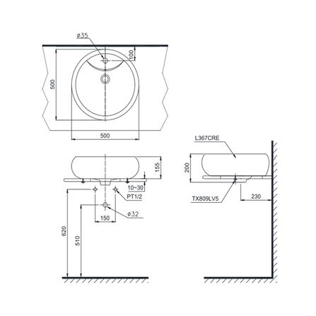 อ่างล้างหน้าวางบน TOTO LT367CV สีขาว_1