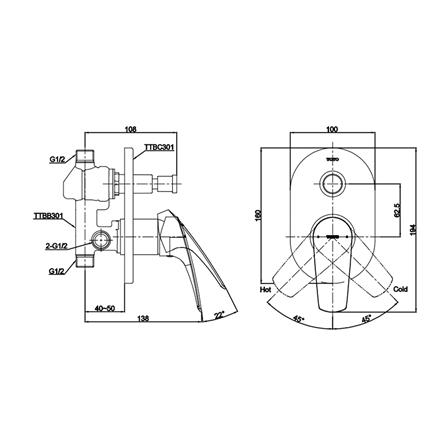 ก๊อกผสมยืนอาบ TOTO TTBC301KR_1