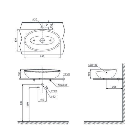 อ่างล้างหน้าวางบน TOTO LW818JW/F สีขาว_1