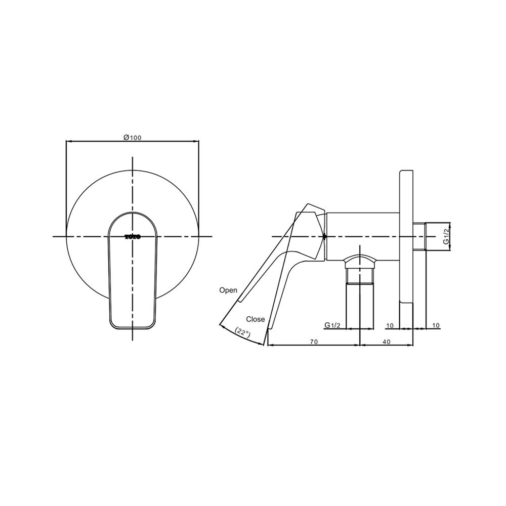 วาล์วฝักบัว 1 ทาง TOTO TTWR106KR