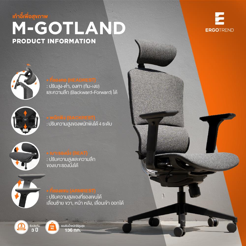 เก้าอี้สุขภาพ ERGOTREND M-GOTLAND สีเทา