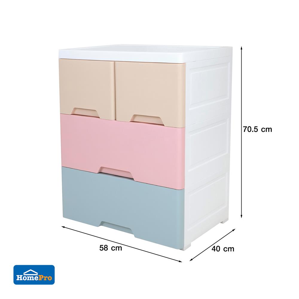 ตู้ลิ้นชัก 3 ชั้นทึบ STACKO NEAT 58x40x70.5 ซม. PASTEL