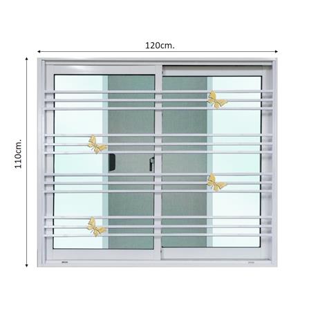 หน้าต่างบานเลื่อน อะลูมิเนียม มุ้ง เหล็กดัด MHOLARN ลายผีเสื้อ 120X110 ซม. สีขาว_0