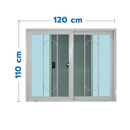หน้าต่างบานเลื่อน อะลูมิเนียม มุ้ง เหล็กดัด MHOLARN ลายทองหยอด 120X110 ซม. สีขาว_0