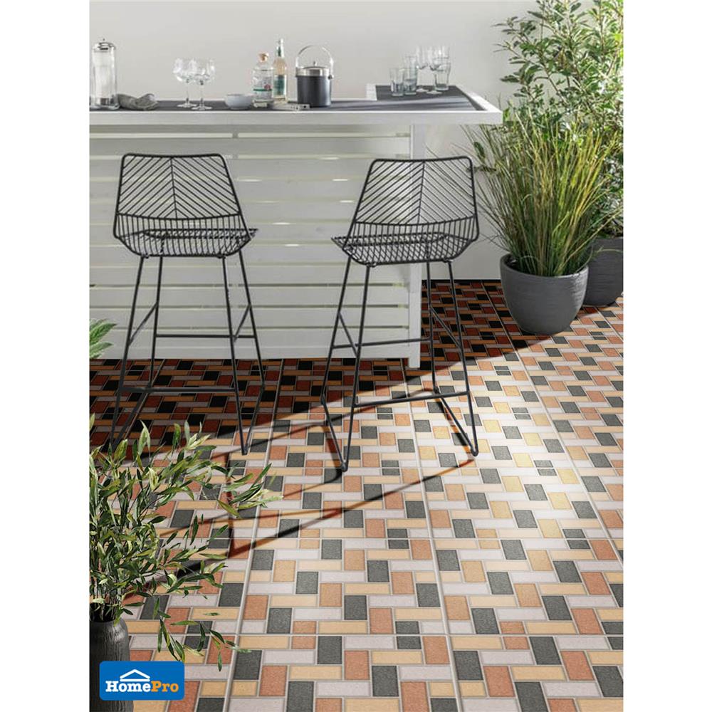 กระเบื้องพื้น 16x16 นิ้ว TARA ลายหวาย มิกซ์ น้ำตาล PM 0.96M2