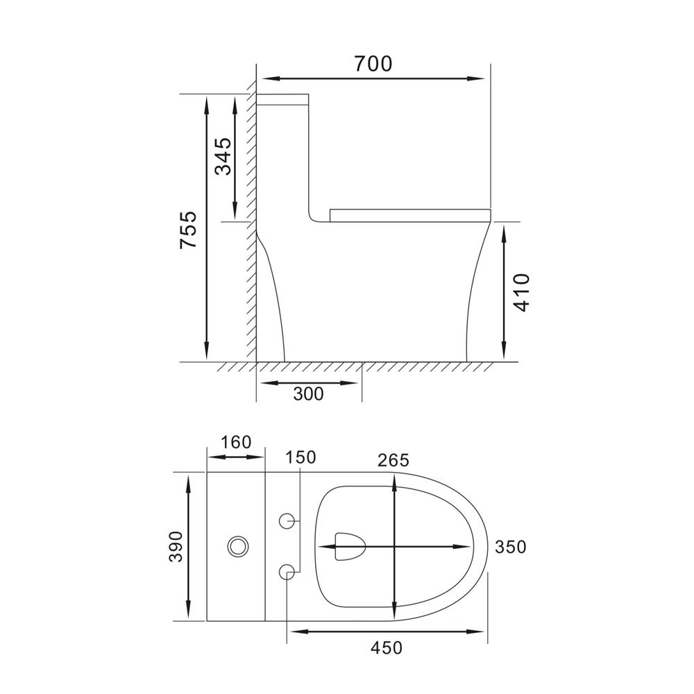 สุขภัณฑ์ 1 ชิ้น MOYA NARA-8030 3/6 ลิตร สีขาว