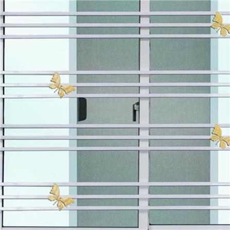 หน้าต่างบานเลื่อน อะลูมิเนียม มุ้ง เหล็กดัด MHOLARN ลายผีเสื้อ 100X100 ซม. สีขาว_1