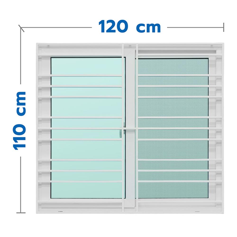 หน้าต่างบานเลื่อน UPVC S-S มุ้ง เหล็กดัด AZLE 120X110 ซม. สีขาว