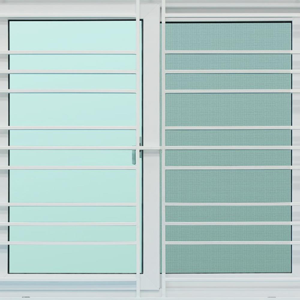 หน้าต่างบานเลื่อน UPVC S-S มุ้ง เหล็กดัด AZLE 120X110 ซม. สีขาว